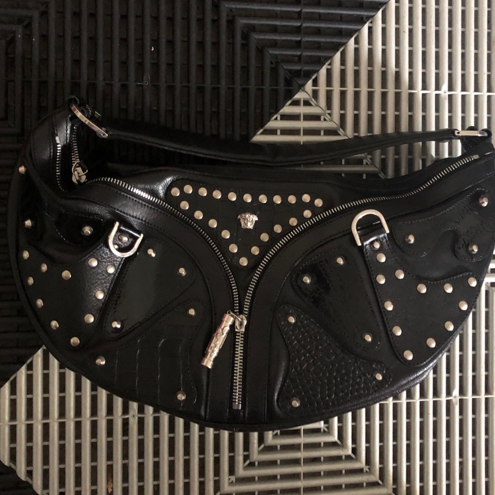 Versace Collection leather silver studded bag